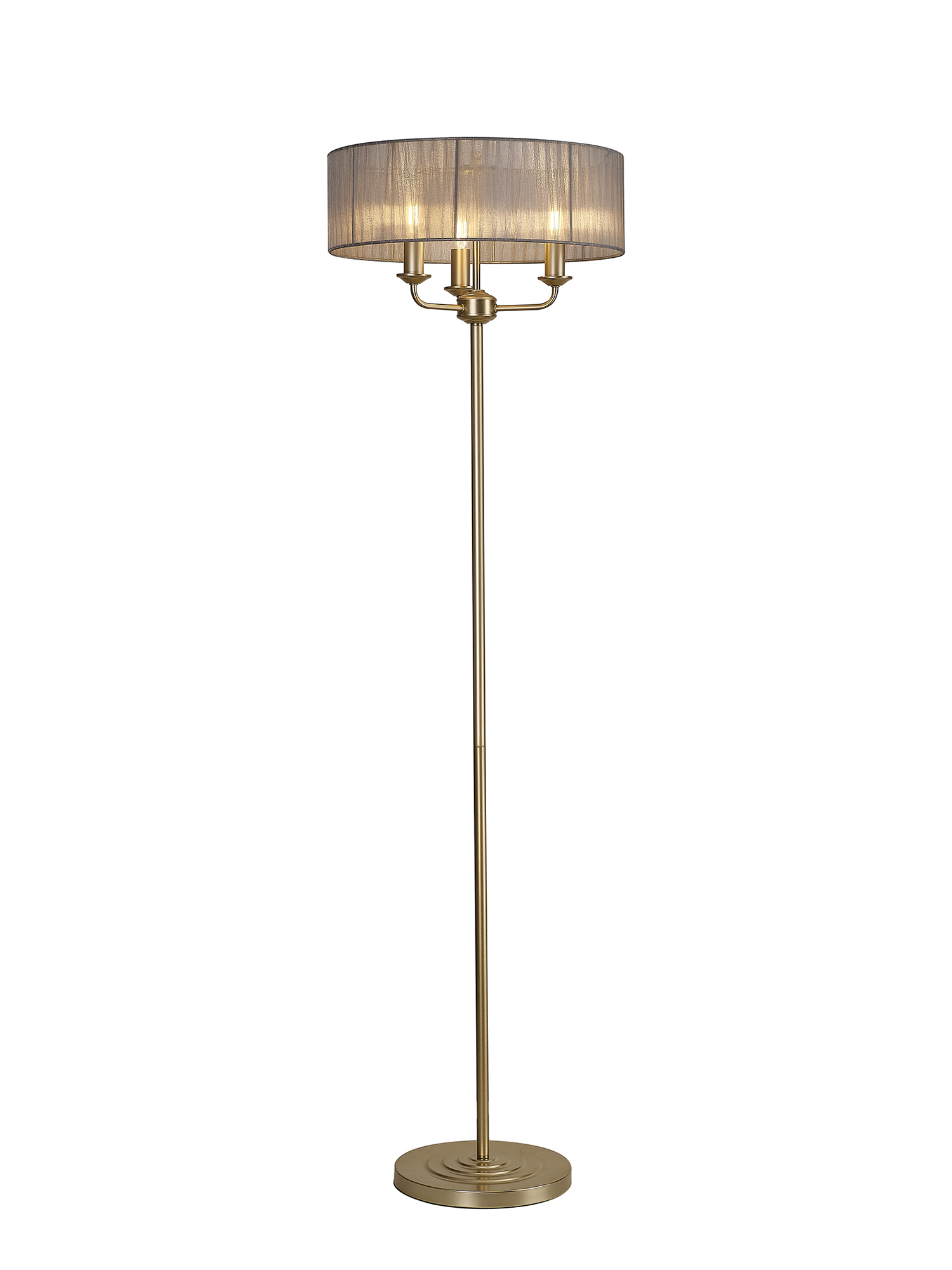 DK0996  Banyan 45cm 3 Light Floor Lamp Champagne Gold, Grey